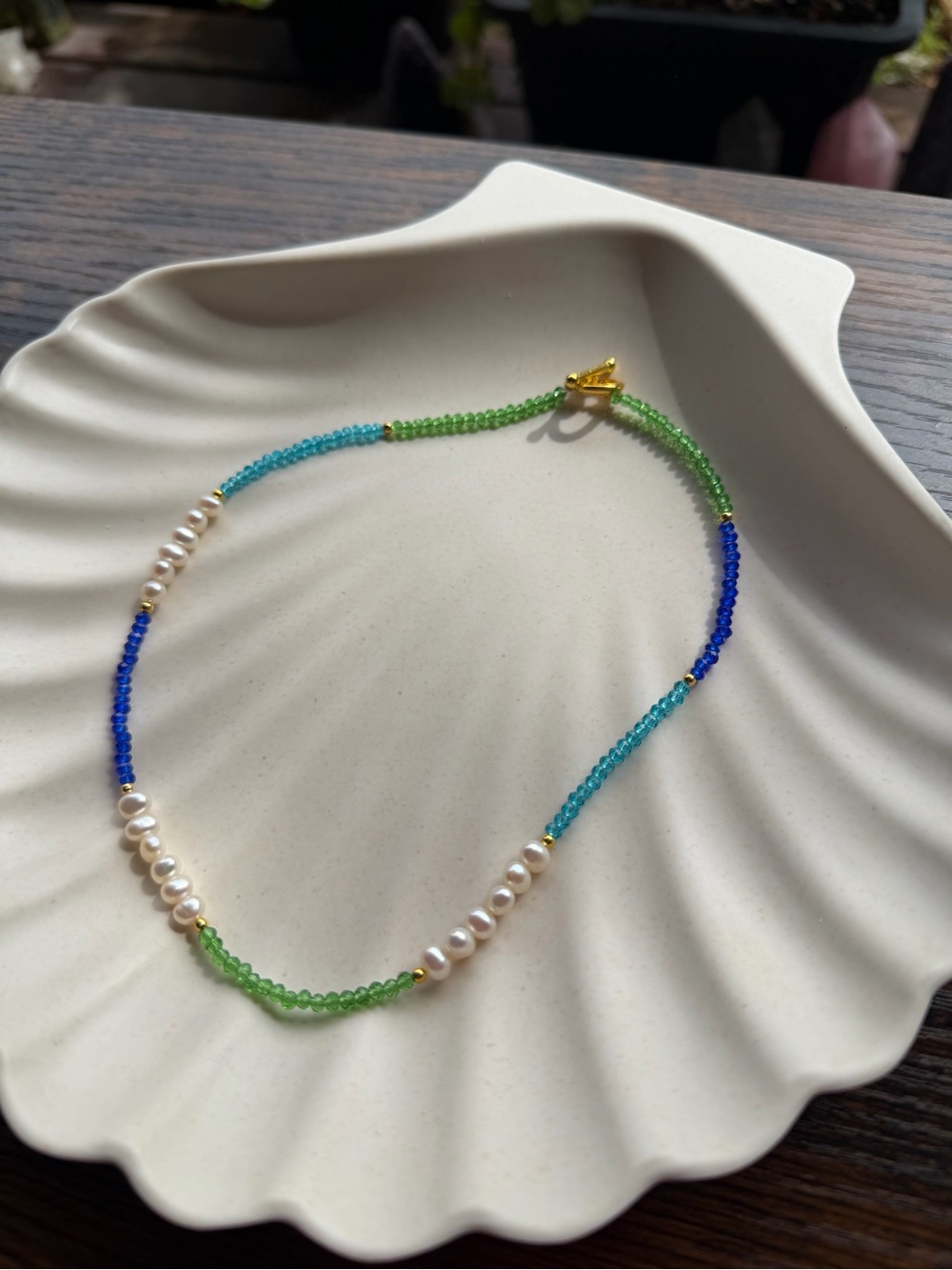 One of a Kind Handmade Genuine Freshwater Pearl and Crystal Necklace - Picture 3 of 4